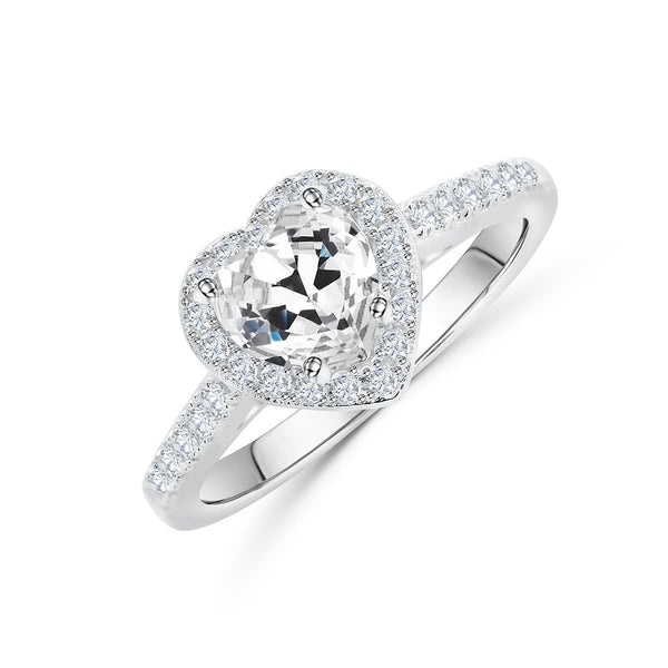 Heart Skylar Diamond Engagement Ring -14K White Gold, 3 Stones, 3.5 Carat,  – Best Brilliance